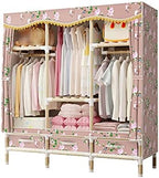 Portable Wardrobe,Simplicity Fabric Cupboard Clothes Storage Hanging Rail Storage Cabinet with Drawer Storage Shoes,Toy(Size:168 * 128 * 45CM)