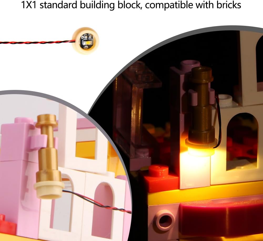 14PCS LED Lights 1X1 Circular Dot Compatible with Lego Building City Model Set Block Accessories Lighting Kit Toys（Warm Colors）