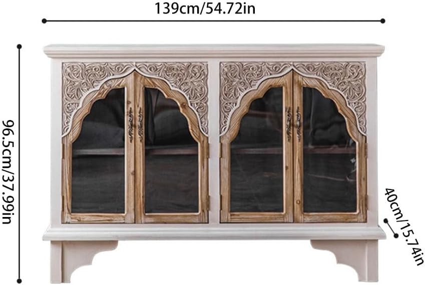 Entryway Cabinet Retro Old Carved Glass Door Dining Sideboard Living Room Porch Cabinet Home Simple Storage Cabinet Sideboard Storage Cabinet