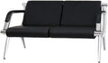 kinbor Waiting Room Chair - 2 Seat Office Guest Reception Bench with Arms, PU Leather Lobby Furniture Reception Chair for Business Salon Bank Hospital Airport, Black