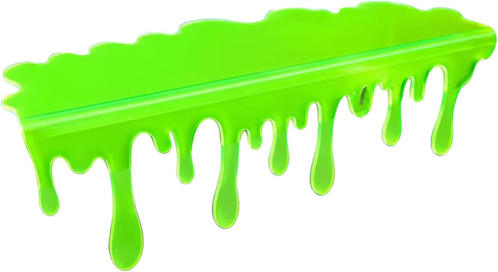 Fluorescent Dripping Shelf Decoration, 8 Inch Acrylic Shelf Drip Accent for Gaming Room & Desk Setup, Glow Effect Shelf Decor for Collectibles, Sneaker Wall, LED Display Shelf (Green)