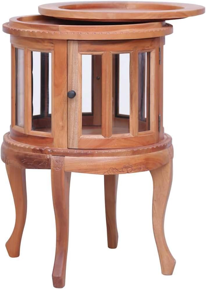 Solid Mahogany Wood Vitrine Cabinet with Glass Display 19.7x19.7x29.9 Inches for Living Room Bedroom and Entryway