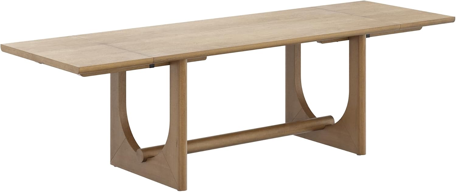 Nathan James Solace Mid Century Modern Extendable Dining Table, Solid Wood Dining Room Table with Leaf Extension, 8-Seater Dining Table Light Brown