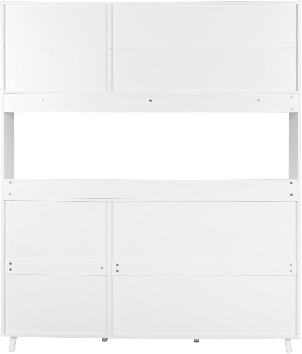 74.8" Tall Freestanding Pantry Cabinet, Large Kitchen Pantry Storage Cabinet with 4 Doors, 4 Drawers and Microwave Rack, Modern Kitchen and Dining Room Furniture (White)