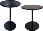 Small Round Side Table Set of 2 Drink End Tables for Living Room Small Spaces Modern Accent Bedside Nightstand Bedroom, Corners, and Office Walnut Ø 15.75 x H 16.93 & Black Φ13.78 x H 20.87