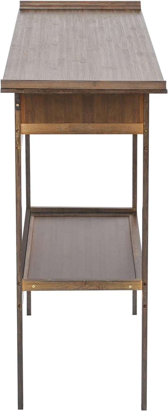 Free Standing Altar Table, Retro Chinese Style Altar Table with Drawers Meditation Table with Storage Tier and Auspicious Cloud Carving for Homes Temples Ancestral Halls (39.3x15.7x39.3 in)