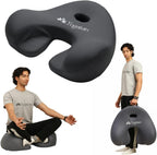 AetherForm Orthopedic Meditation Cushion – Three-Point Ergonomic Floor Seat with Tailbone Relief & Contoured Support for Mindful Sitting, Yoga, and Relaxation (Black, Large)