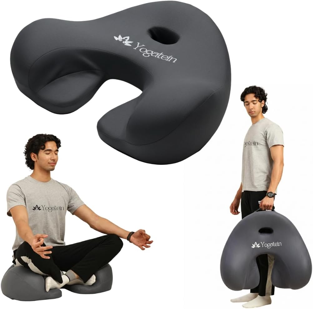 AetherForm Orthopedic Meditation Cushion – Three-Point Ergonomic Floor Seat with Tailbone Relief & Contoured Support for Mindful Sitting, Yoga, and Relaxation (Black, Large)