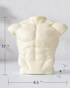 Ceramic Body Art Vase, Minimalist Male Torso Sculpture Bud Vase for Aesthetic Nordic Modern Home Decor, Creative Table Centerpiece for Bookshelf, Living Room, Office（Cream）