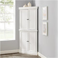 HomeStock Corner Pantry Cabinet - Tall White Kitchen Storage, 2 Stackable Units