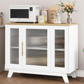 CABIHOME Buffet Cabinet, 36" Sideboard Buffet Storage Cabinet with Adjustable Shelves and Fluted Glass Door, Modern Coffee Bar, Table for Kitchen, Dining Room, Natural
