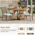 Bellemave Extendable Dining Table Set with 4 Upholstered Chairs, 5-Piece Round Kitchen Table Set with Removable Middle Leaf for Kitchen, Dining Room (Natural)