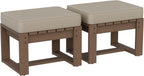 EAGLE PEAK Natural Cedar Outdoor Patio Ottomans with Removable Cushions, Set of 2, Outdoor Real Wood Footrest Contemporary Décor for Deck, Porch, Balcony and Backyard, Brownish/Beige