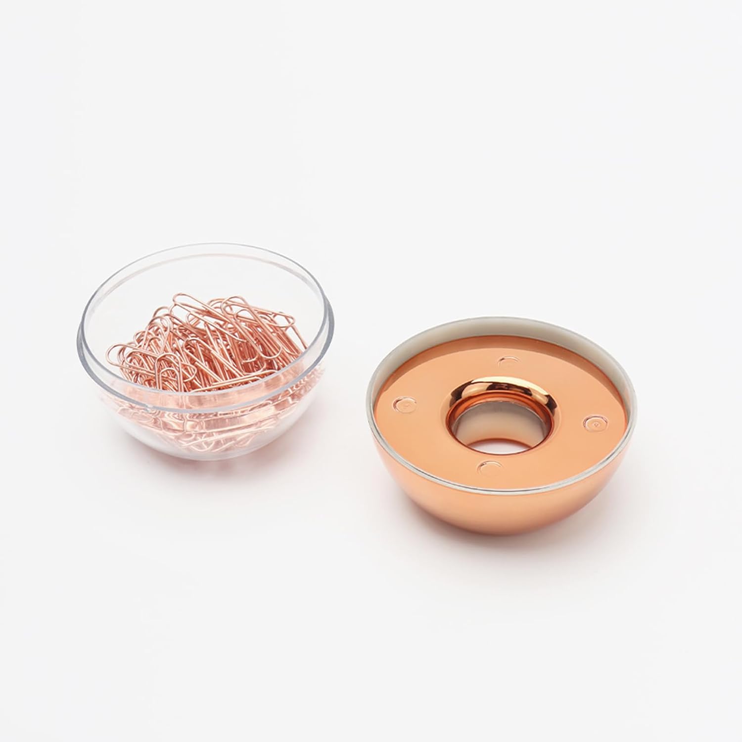 NatSumeBasics Rose Gold Paper Clip Holder Magnetic Paper Clips Dispenser with 100pcs Paperclips for Desk Office School Home Organizers Accessories Gift Idea