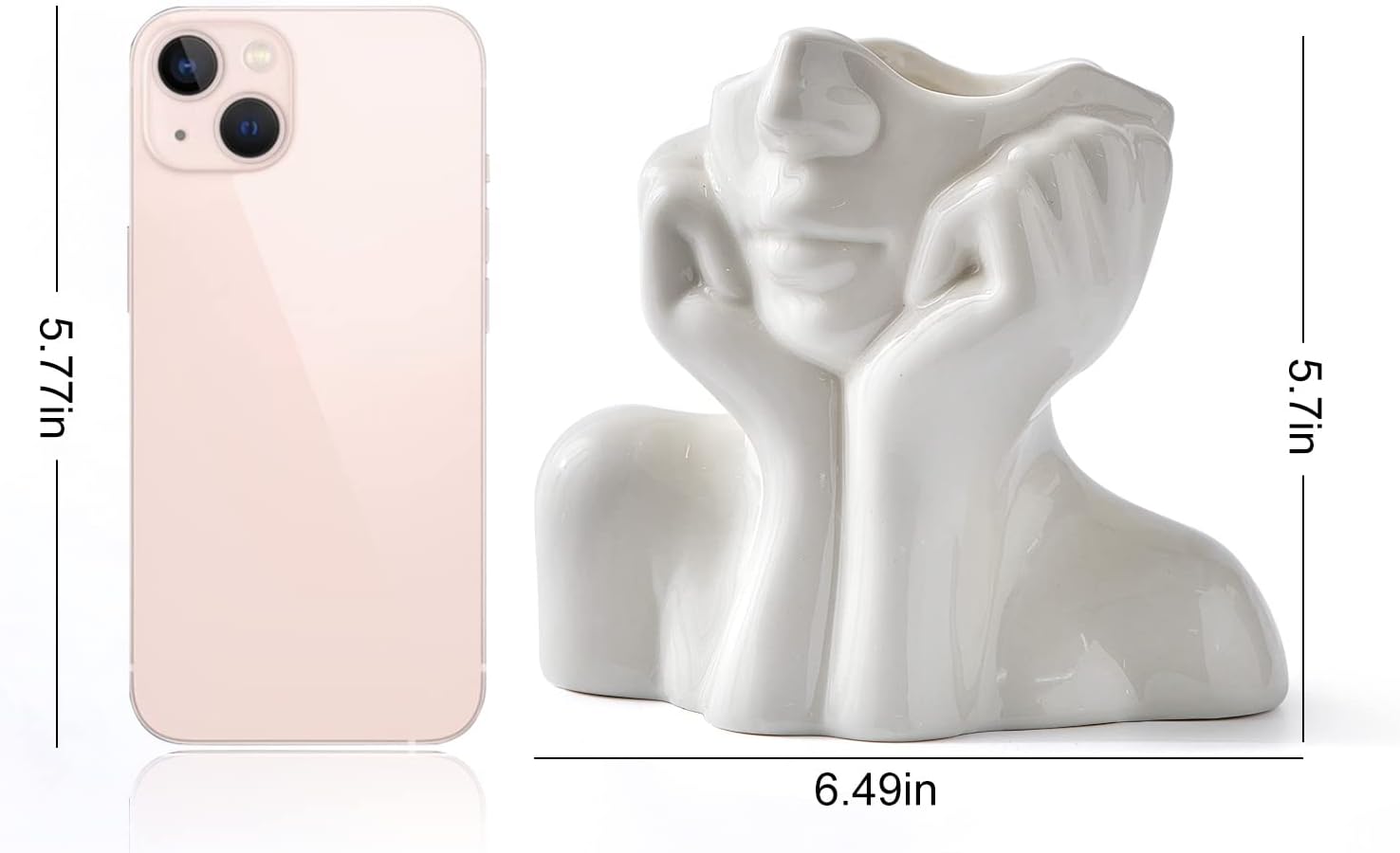 FJS Ceramic Face Vase, White Flower Vase for Table Decor | Ceramic Face Vase For Flowers, Modern Decorative Vase Centerpiece For Table, Shelf, Living Room