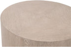 Pemberly Row Round Oak Veneer End Table, 22 in Diameter, Natural Gray Finish, Brushed Silver Metal Base, Diamond Pattern Top, Sleek Contemporary Design, Living Room Furniture