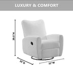 Oxford Baby Synergy Glider Recliner Rocking Chair 360° Swivel for Nursery and Living Room - Plush White