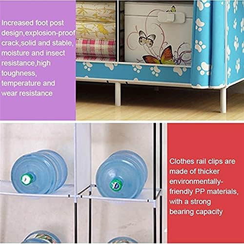 Wardrobe Simple Wardrobe Fabric Folding Clothes Storage Cabinet DIY Assembly Reinforced Frame Bedroom Organizer for Home Dorm Clothing Closet Wardrobe Rack (Color : B)