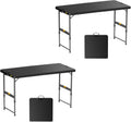 FanttikOutdoor Folding Table 4 Foot, Effortless Quick Adjustable Height Foldable Small Card Table, Fixing Lock, Stable for Party Dining Events Picnic Indoor Outdoor Camping, 2-Pack, Zeta X4 Pro Black