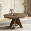 Bellemave 42"-58" Extendable Dining Table for 4-6, Farmhouse Round Kitchen Table with Removable Leaf and Crossed Legs for Kitchen, Dining Room (Espresso)
