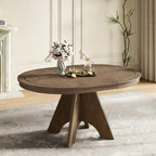 Bellemave 42"-58" Extendable Dining Table for 4-6, Farmhouse Round Kitchen Table with Removable Leaf and Crossed Legs for Kitchen, Dining Room (Espresso)