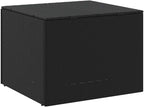 Garden Storage Box Black Poly Rattan Resin Wicker Container Chest 76.9 Gal Weather Resistant Outdoor Patio Deck Cushion Bench with Lockable Lid for Backyard Porch Balcony Yard
