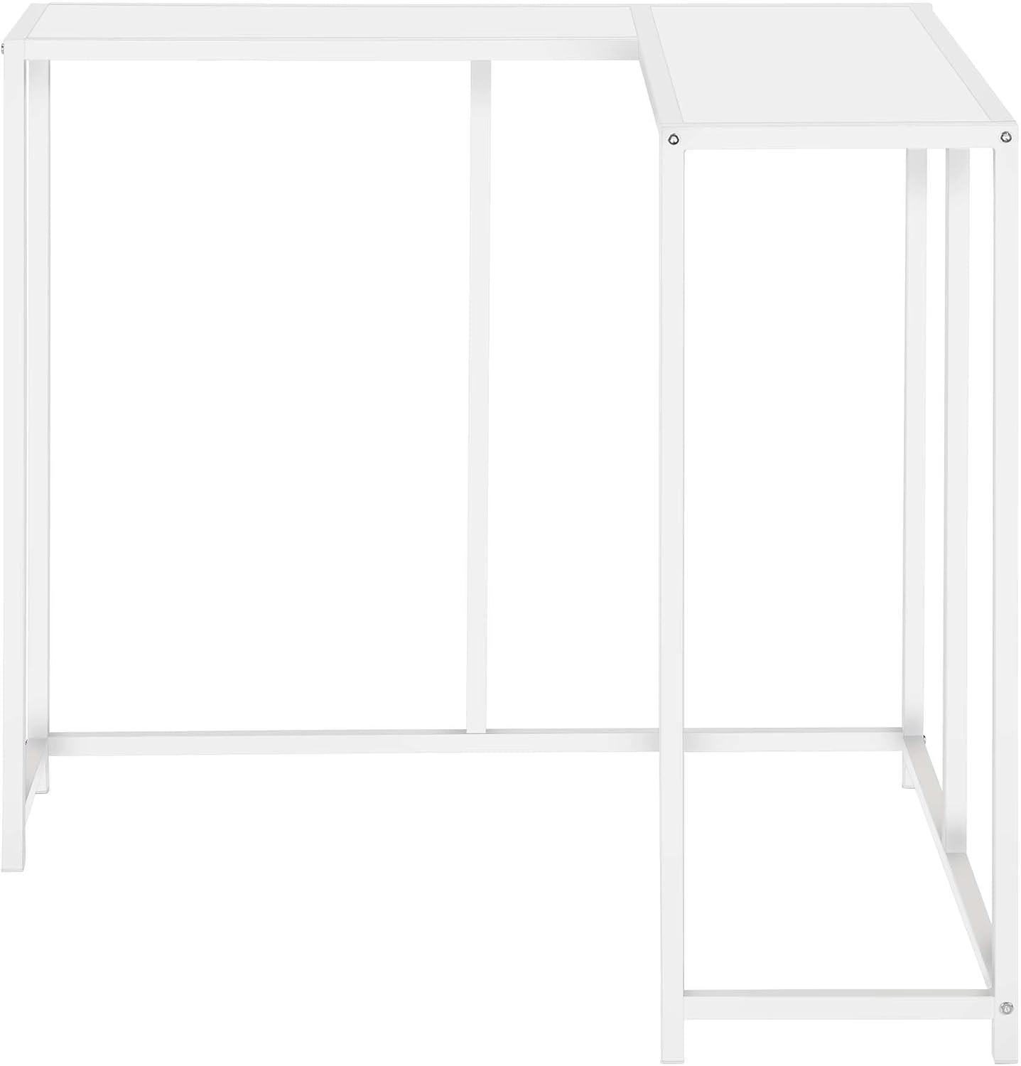 32” Tall Narrow Table, L-Shaped Thin Table for Corner, Narrow Console Table for Entryway Living Room Small Hallway, Easy Assembly (White)