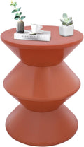 17.7 inch Modern Round Side Table Creative Round End Table, Pedestal Circle Accent Tables Geometric Coffee Table Hourglass Shaped Sofa Stool for Living Room Bedroom Office Apartment Yards, Orange