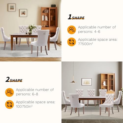 SoarFlash 5 Piece Extendable Dining Table Set for 4-8 Person, Wooden Dining Room Table with 4 Chairs for Gatherings, Meeting for Small Kitchens, Dining Office Areas(Beige/Brown)