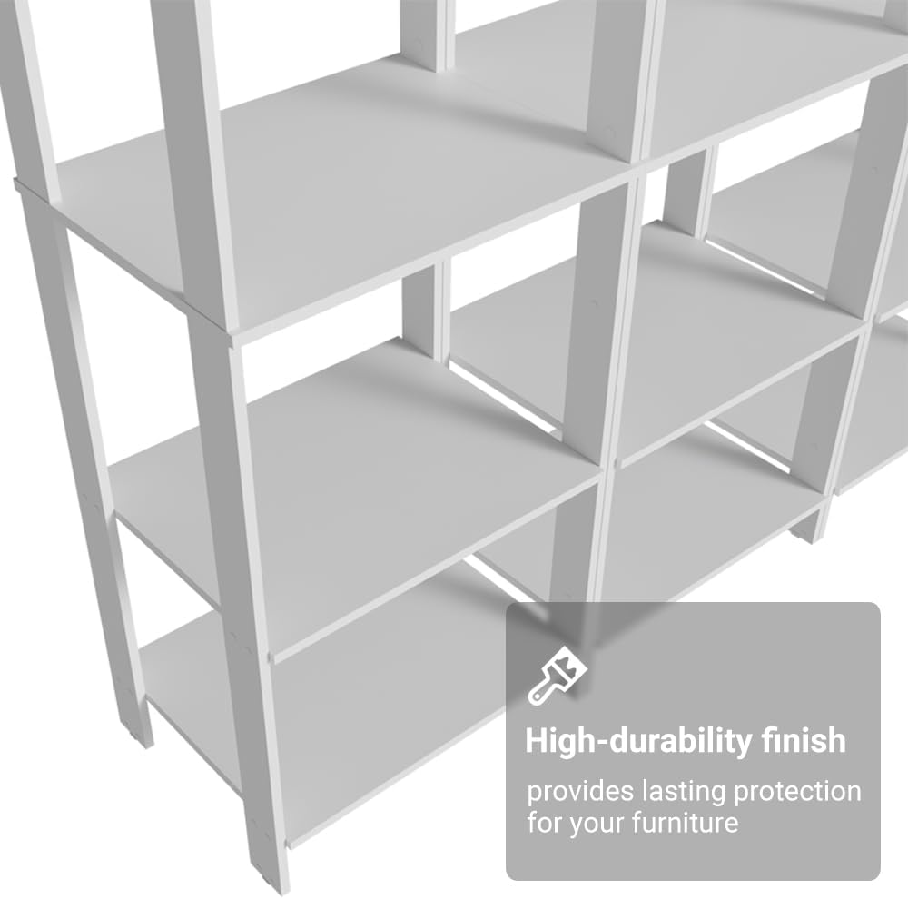 Madesa Kitchen Pantry Storage Rack with 15 Open Shelves 70" L Multiuse Modular Cabinet for Kitchen Organization (White)
