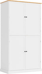 LUMISOL Kitchen Pantry Sideboard, 71.3” High Freestanding Large Cupboard Storage Cabinet with 2 Drawers, 2 Adjustable Shelves, 8 Door Shelves for Kitchen, Dining Room, White