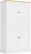 RuiSiSi Tall Kitchen Pantry with 2 Drawers and 2 Adjustable Shelves, Large Cupboard Storage Cabinet with 8 Door Storage Shelves, Pantry Organizer for Dining Room Office Living Room, White