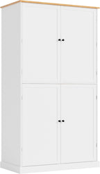 71.3" Tall Kitchen Pantry Storage Cabinet with 4 Doors, 2 Drawers, 2 Adjustable Shelves, 8 Door Shelves, Freestanding Kitchen Hutch Cabinet Cupboard for Kitchen, Dining Room (White)