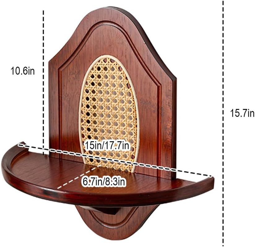 Wall Hanging God Shelf, Bamboo Prayer Offering Table, Chinese Personal Shrine Stand with Storage, for Living Room, Bedroom, Office(Rosewood Color,17.7 * 8.3 * 15.7in)