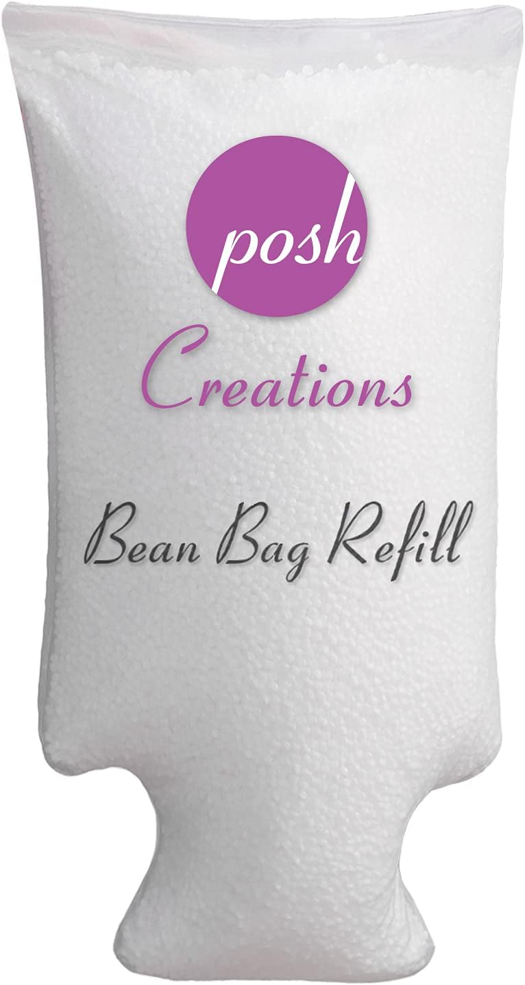 Posh Creations 2-Pack 200L EPS Bean Bag Refill and 100L EPS Bean Bag Refill with EZ-Pour Zipper Spout, White