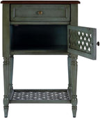 Pemberly Row Set of 2 Contemporary Rustic Wood End Tables in Green