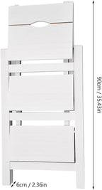 3 Step Ladder Folding Step Stool, Portable Wooden Closet Collapsible Step Stool Multi-Functional Kitchen Step Ladder for Adults, 220lbs Load Capacity, White