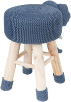 Animal Ottoman Stool, Polyester Upholstered Cute Deer Foot Stool with Solid Pine Wood Legs, Portable Small Seat for Children Bedroom (Navy Blue + Wood + Wood)