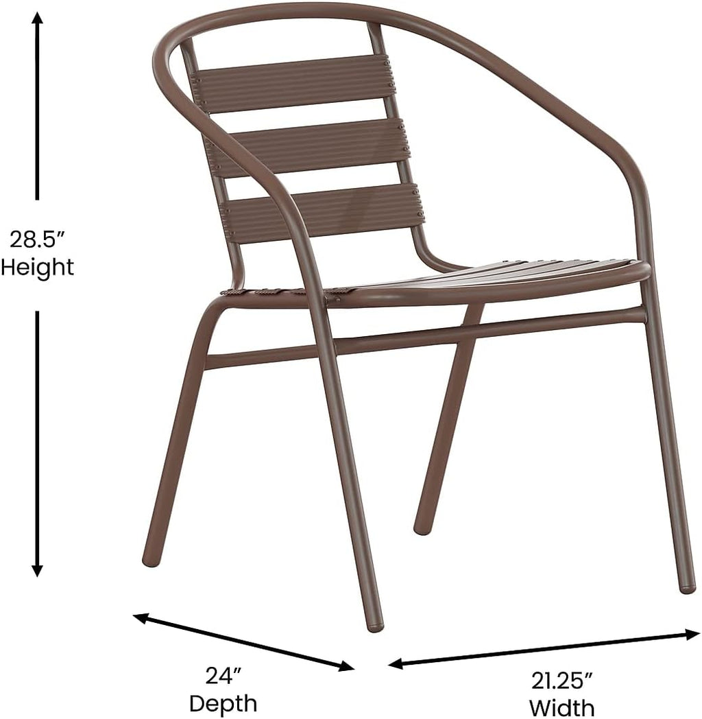 Flash Furniture Lila Bronze Metal Restaurant Stack Chair with Metal Slats