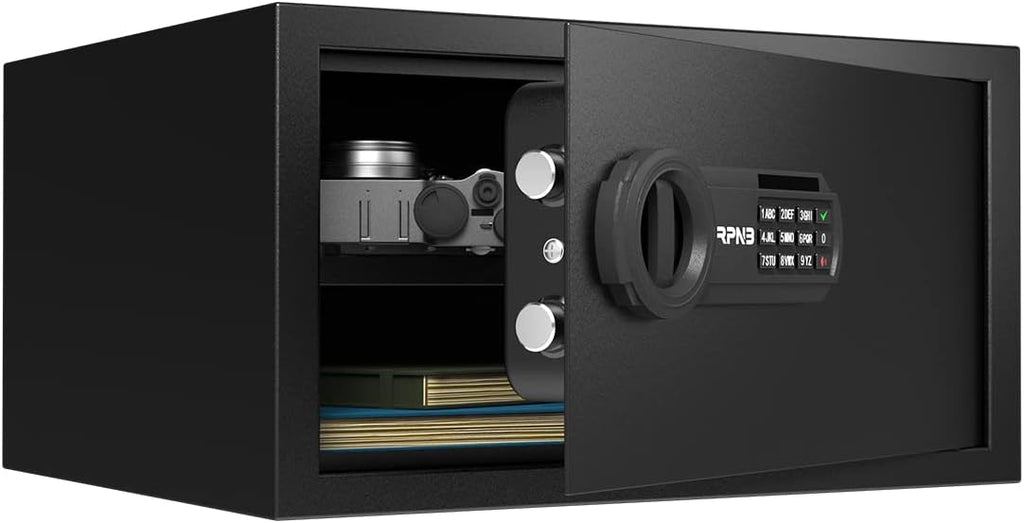 RPNB Deluxe Safe and Lock Box,Digital Keypad Safe Box,Steel Alloy Small Safes, Keypad Lock,Perfect for Home Office Hotel Business Jewelry Cash Use Storage,1.0 Cubic Feet