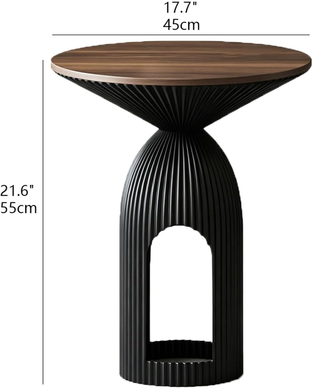 Round Accent End Table, 17.7'' Mid Century Modern Side Table, Circle Bedside Table Drink Table for Small Spaces, Living Room & Bedroom, Black