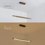 YISDESIGN 51" Wood Linear Pendant Light Wood Dining Room Light Fixture Modern Pool Table Lights Kitchen Island Lights for Dining Room Bar Kitchen Island Walnut Color
