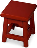 Distressed Red Petite Chinese Village Wooden Bench