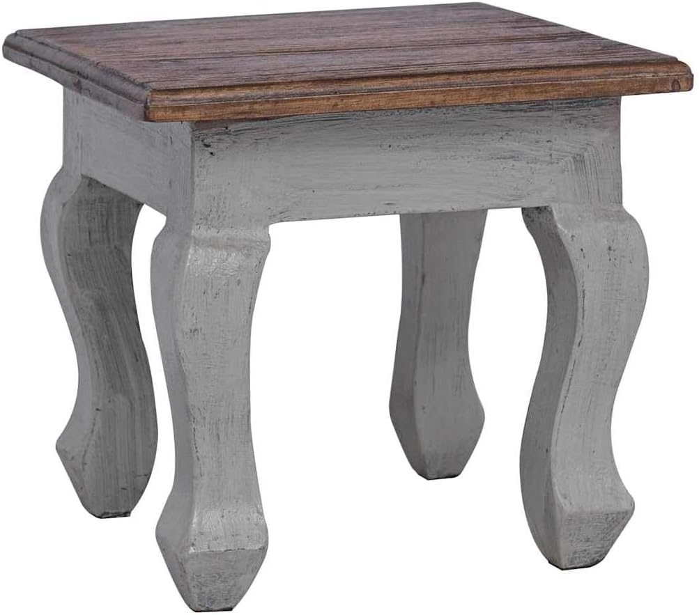 4-Piece Solid Mahogany Wood Nesting Table Set in Brown and White with Stands for Living Room, Vintage Style Stackable Side Tables for Space Saving Design