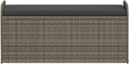 Poly Rattan Patio Storage Bench with Cushion Gray, 45.3x20.1x20.5 Inch Outdoor Seat with Waterproof Bag and Gas Spring Lid