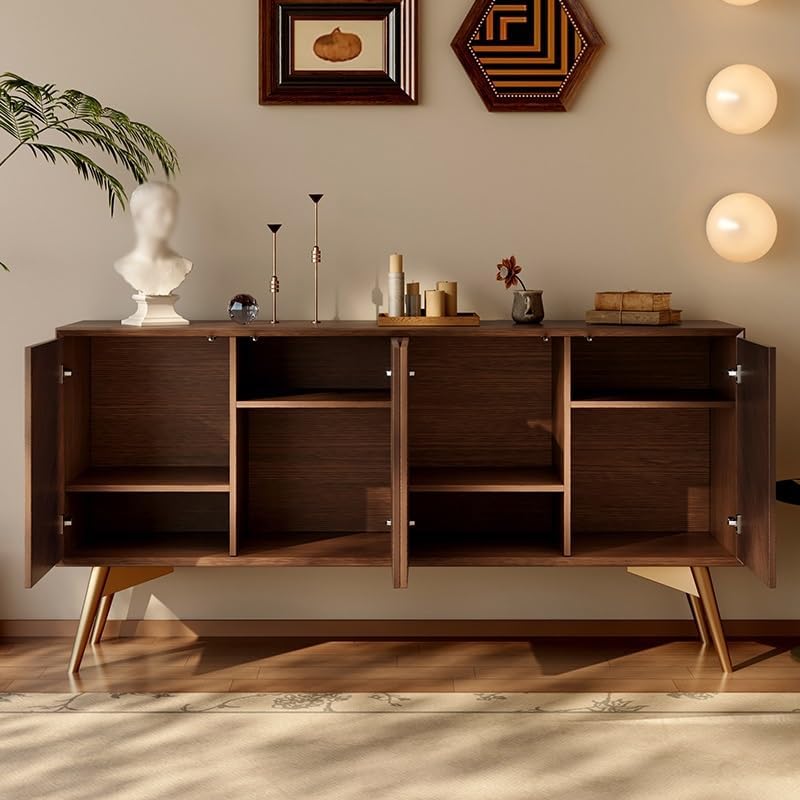Entryway Cabinet Solid Wood Dining Sideboard Living Room Wall Storage Cabinet Retro Entrance Hall Cabinet Sideboard Storage Cabinet(180cm)