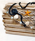 Decorative Lobster Trap Decor – Well Crafted Distressed Wood - Features Fishnet, Seashells Crab Starfish - Nautical Decorations for Home, Boats and Beach House - Decorative Crab Trap Gift Box