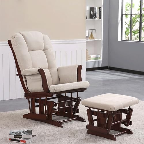 Luxury Glider Rocker Cushions 5 Piece Set, Soft Velvet Nursery Chair Pads with Zipper & Storage Pocket, Anti Slip Backrest Seat for Breastfeeding
