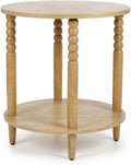 Decor Therapy Stafford Round Side Table, Seadrift Two-Tier Modern End Table with Spindle Legs, Easy Assembly