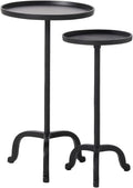 HomeStock Side Table Set of 2 - Wrought Look Accent Tables - Black Finish